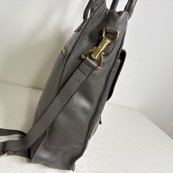 KRISTEN BELL for Erica Anenberg Large Gray Leather Tote Messenger Bag Purse - Picture 11 of 15